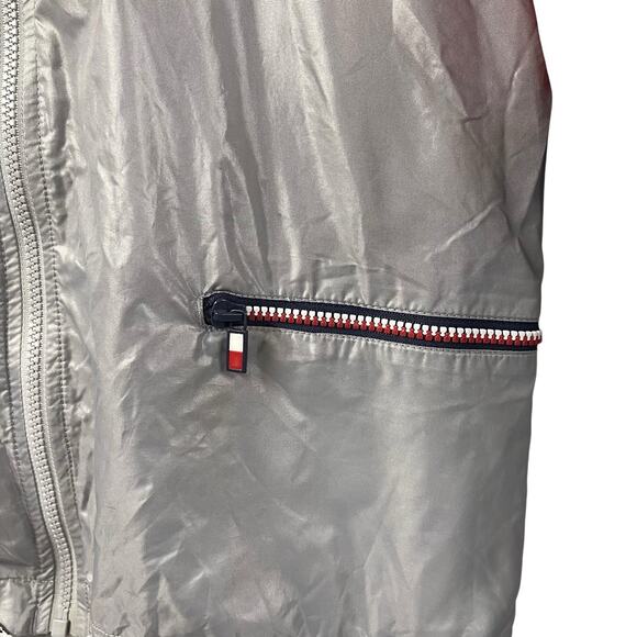 Tommy Jeans Jacket Unlined Windbreaker Large Vintage Silver Blue Red Nylon - Picture 4 of 8